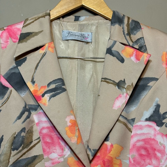 FONTANA ROSA Vintage Handmade in Italy Two-Piece Floral Dress & Blazer Set - Picture 8 of 11